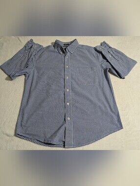 St. John's Bay Men's Medium Blue Gingham Button Down Shirt